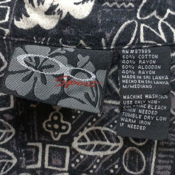 OP Sport Hawaiian Shirt, Gray/White, Men's, Size XL - Picture 4 of 4
